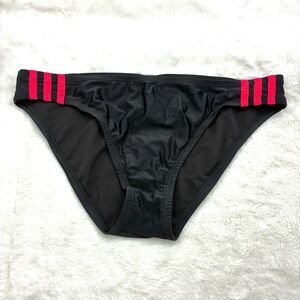 Women’s Swim Briefs Black with Red Stripes, Size L